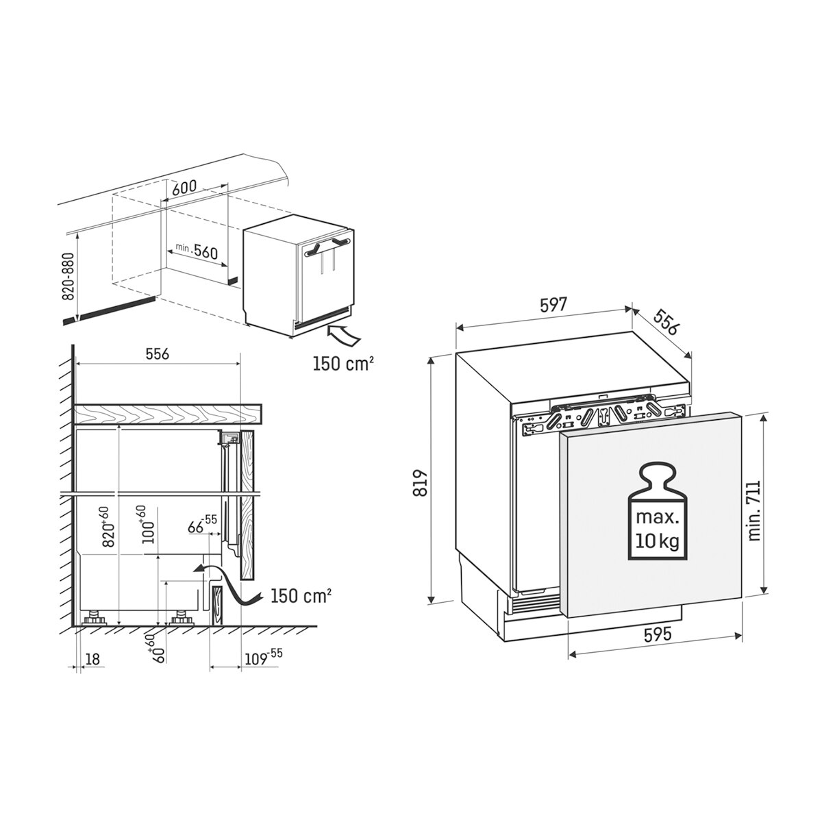 Congelador mini vertical integrable Liebherr SmartFrost, 88 litros, - SUFd 3603 - Blanco Blanco-2