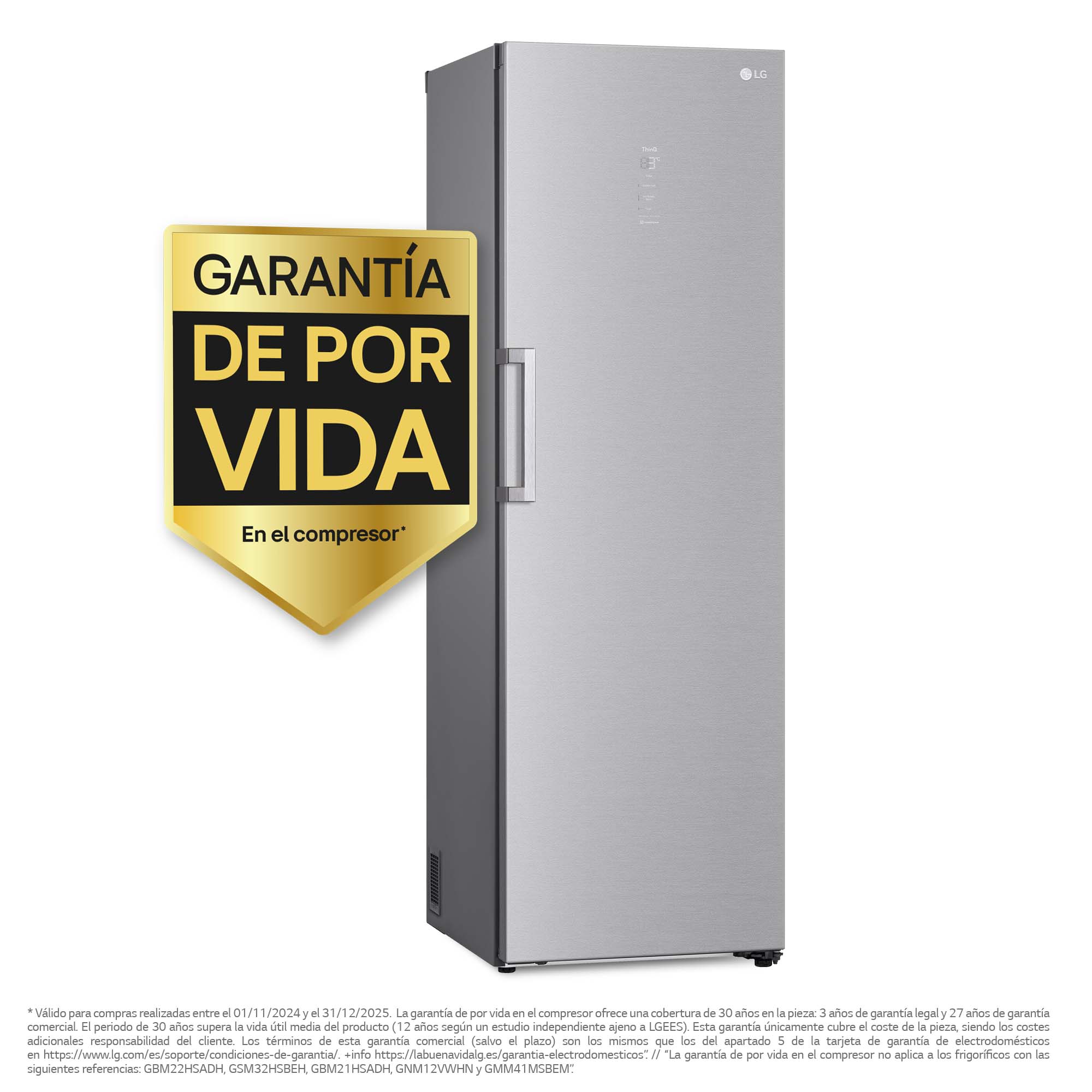 Frigorífico 1 puerta LG 186 cm, 413 lDoor Cooling, Inox- GLM71MBCSF Inox-2