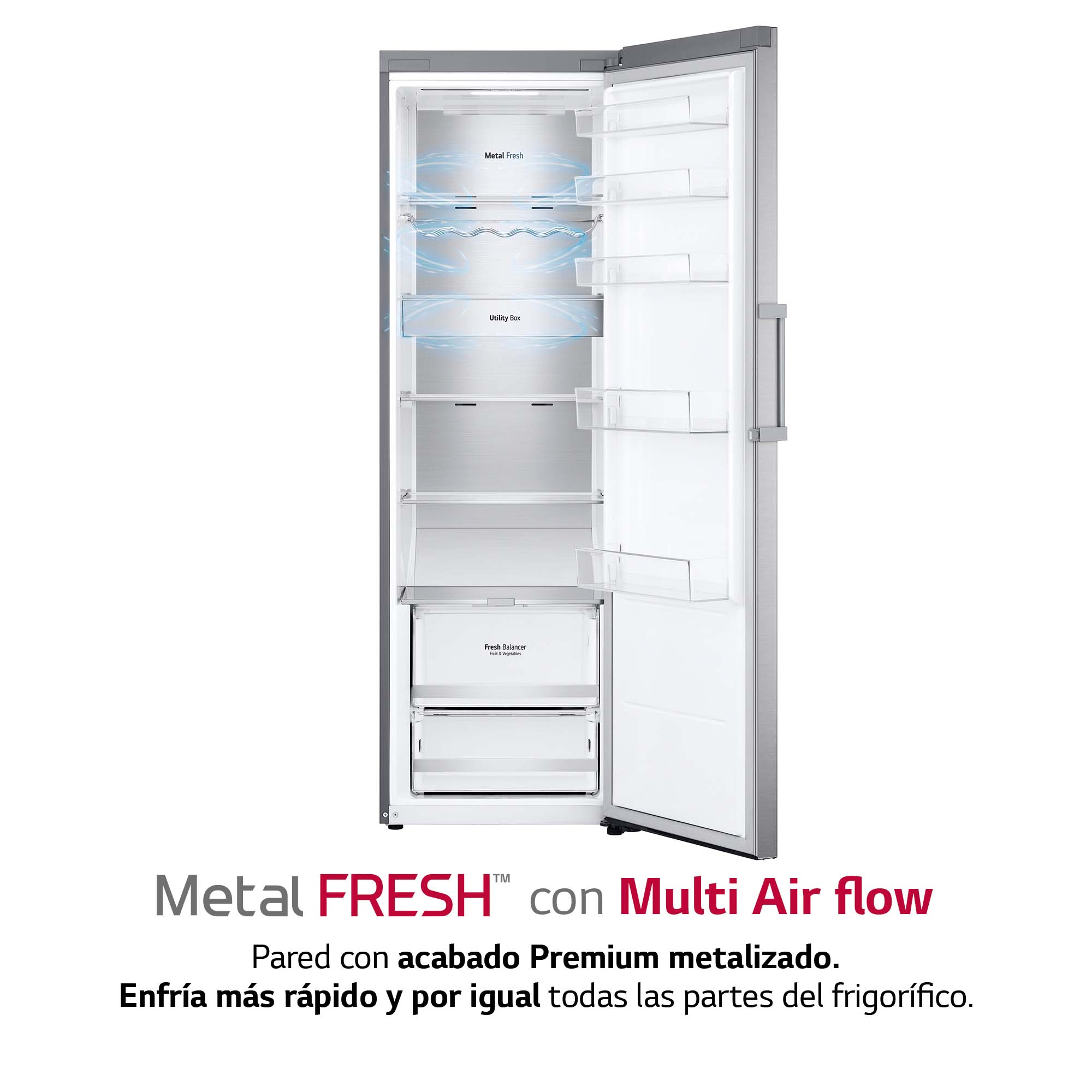 Frigorífico 1 puerta LG 186 cm, 413 lDoor Cooling, Inox- GLM71MBCSF Inox-6