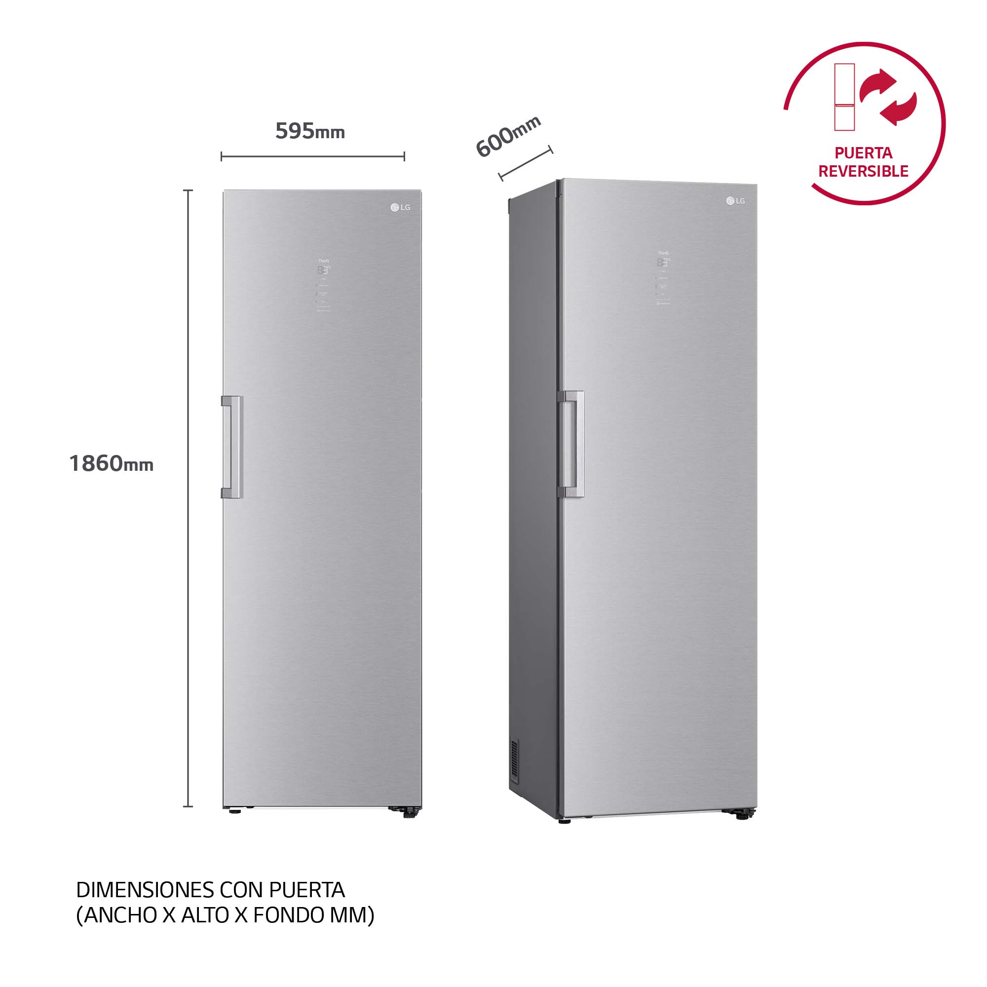 Frigorífico 1 puerta LG 186 cm, 413 lDoor Cooling, Inox- GLM71MBCSF Inox-11