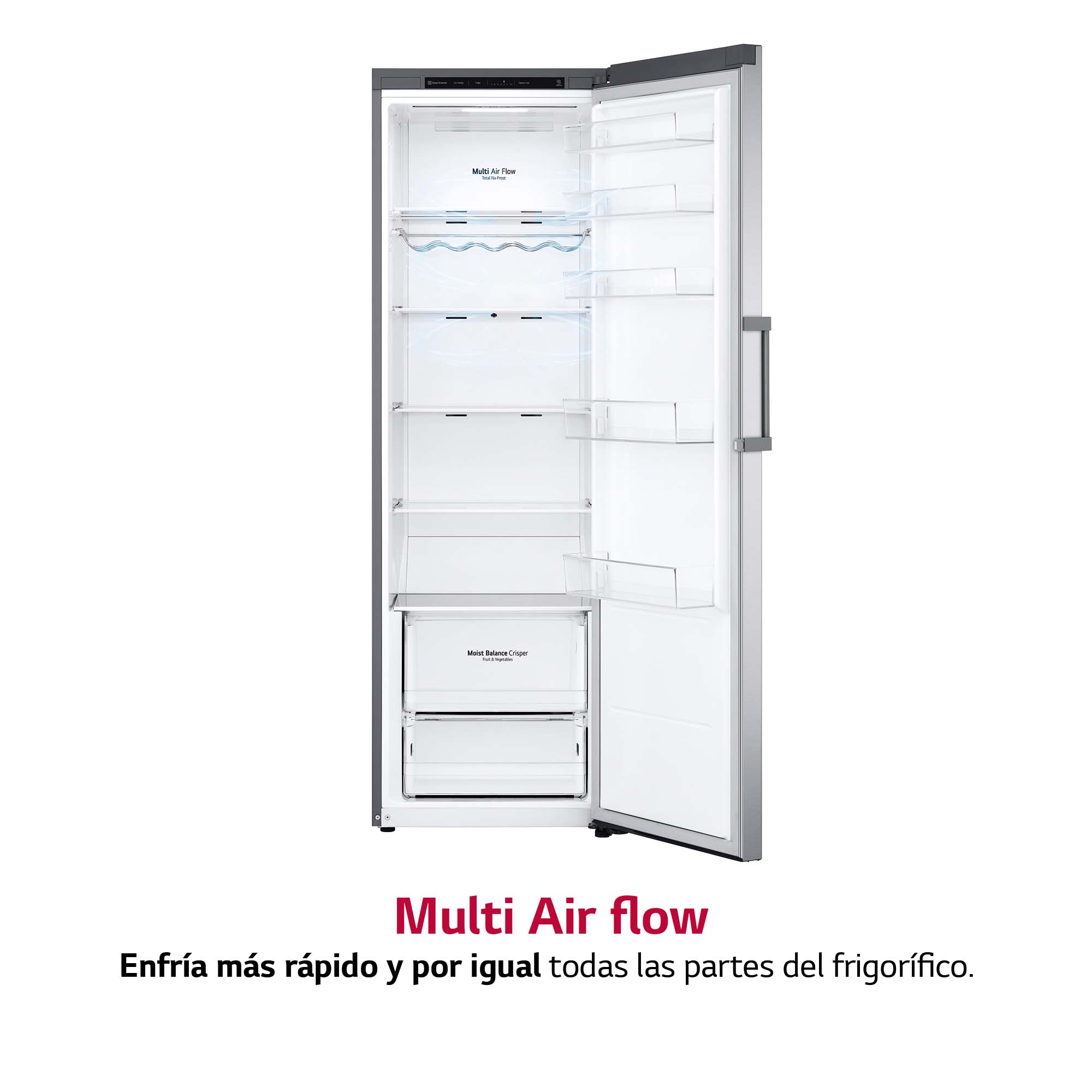 Frigorífico 1 puerta LG 186 cm, 386 l, Multi Air Flow, Inox- GLT51PZGSZ Inox-6