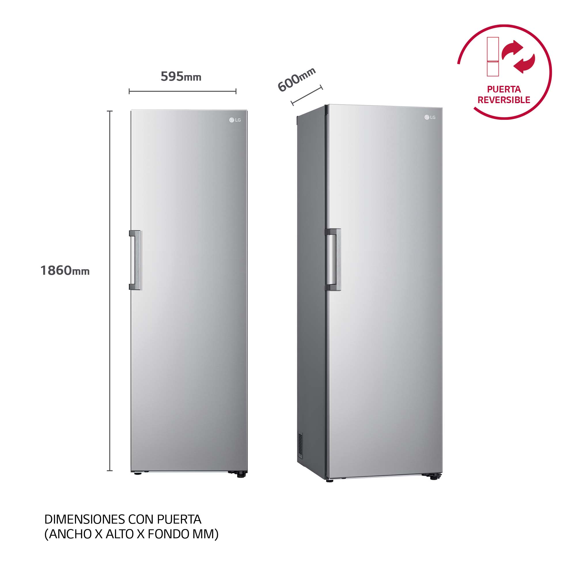 Frigorífico 1 puerta LG 186 cm, 386 l, Multi Air Flow, Inox- GLT51PZGSZ Inox-10