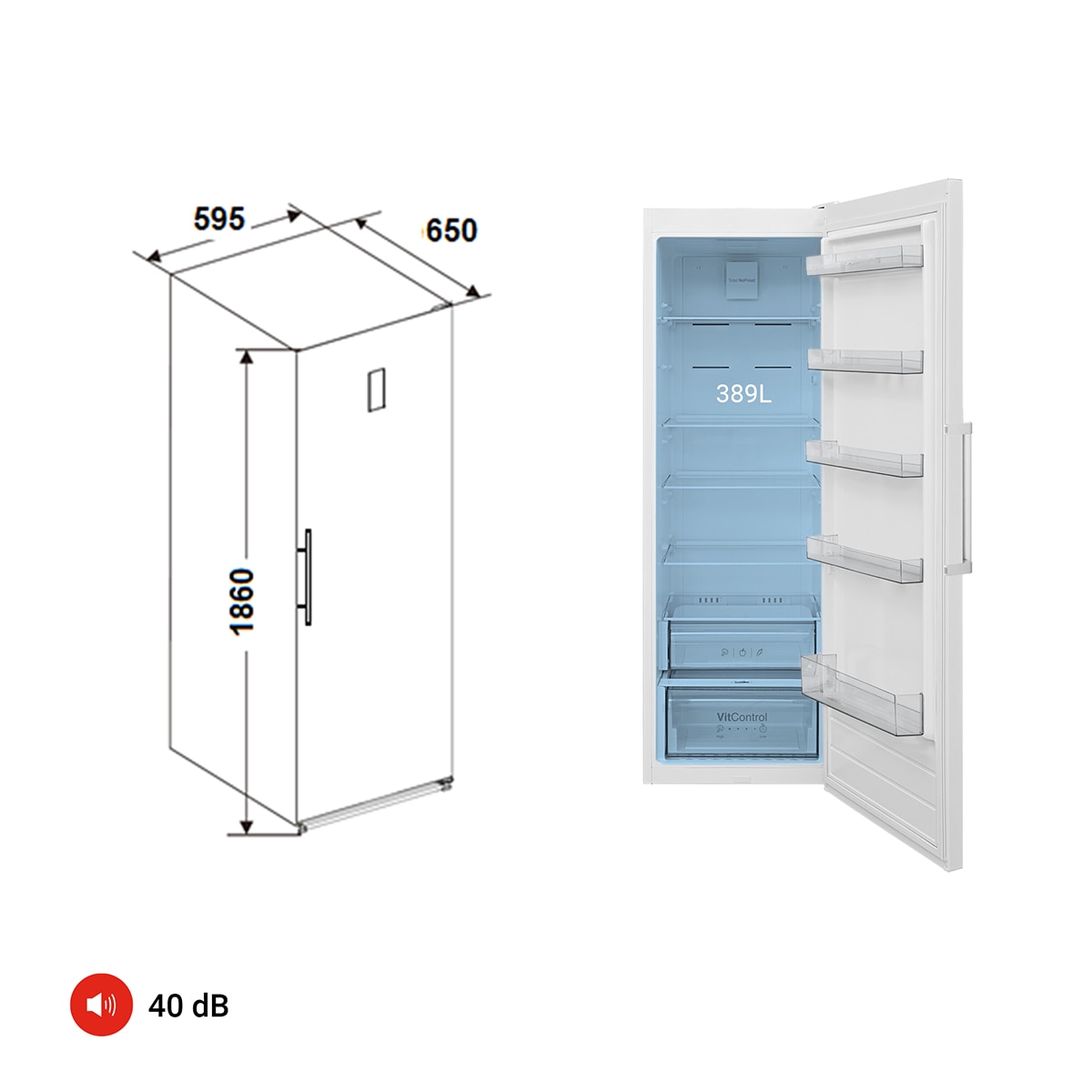 Frigorífico de 1 Porta Fagor 3FFK-1875 No Frost e de 186 cm - Branco Branco-2
