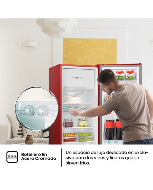 Frigorífico 1 puerta Hisense Cíclico/Defrost - RR220D4BRE - Rojo Rojo-4
