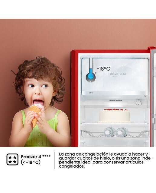 Frigorífico 1 puerta Hisense Cíclico/Defrost - RR220D4BRE - Rojo Rojo-6