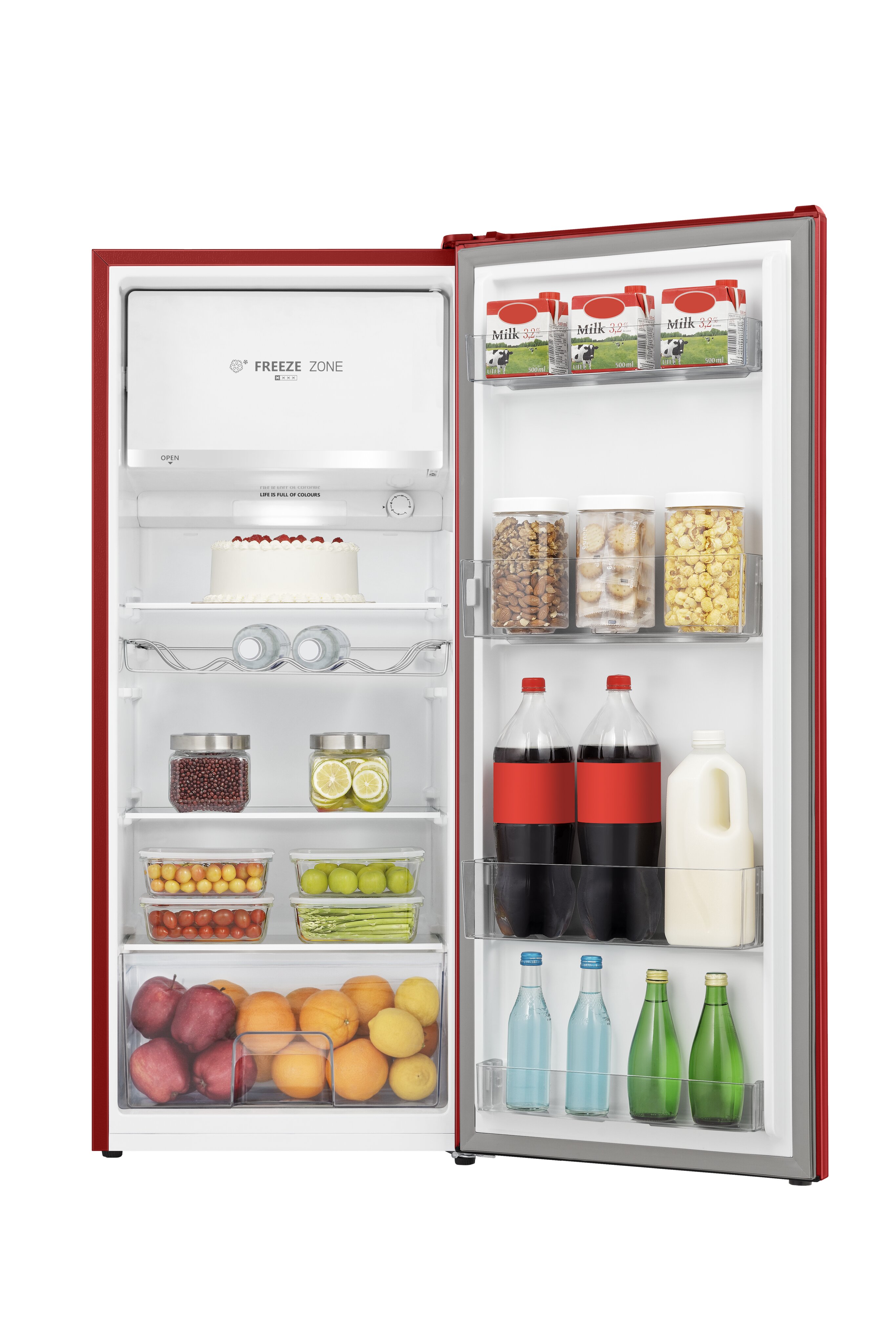 Frigorífico 1 puerta Hisense Cíclico/Defrost - RR220D4BRE Rojo