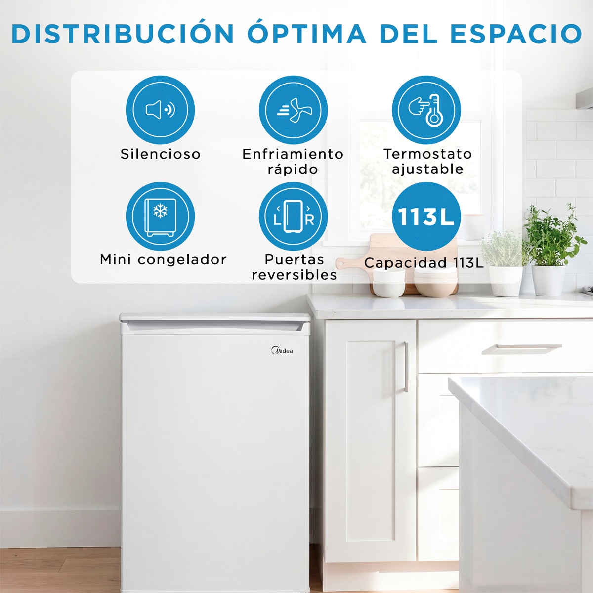 Frigorífico mini Midea cíclico - MDRD168FGE01 Blanco-6