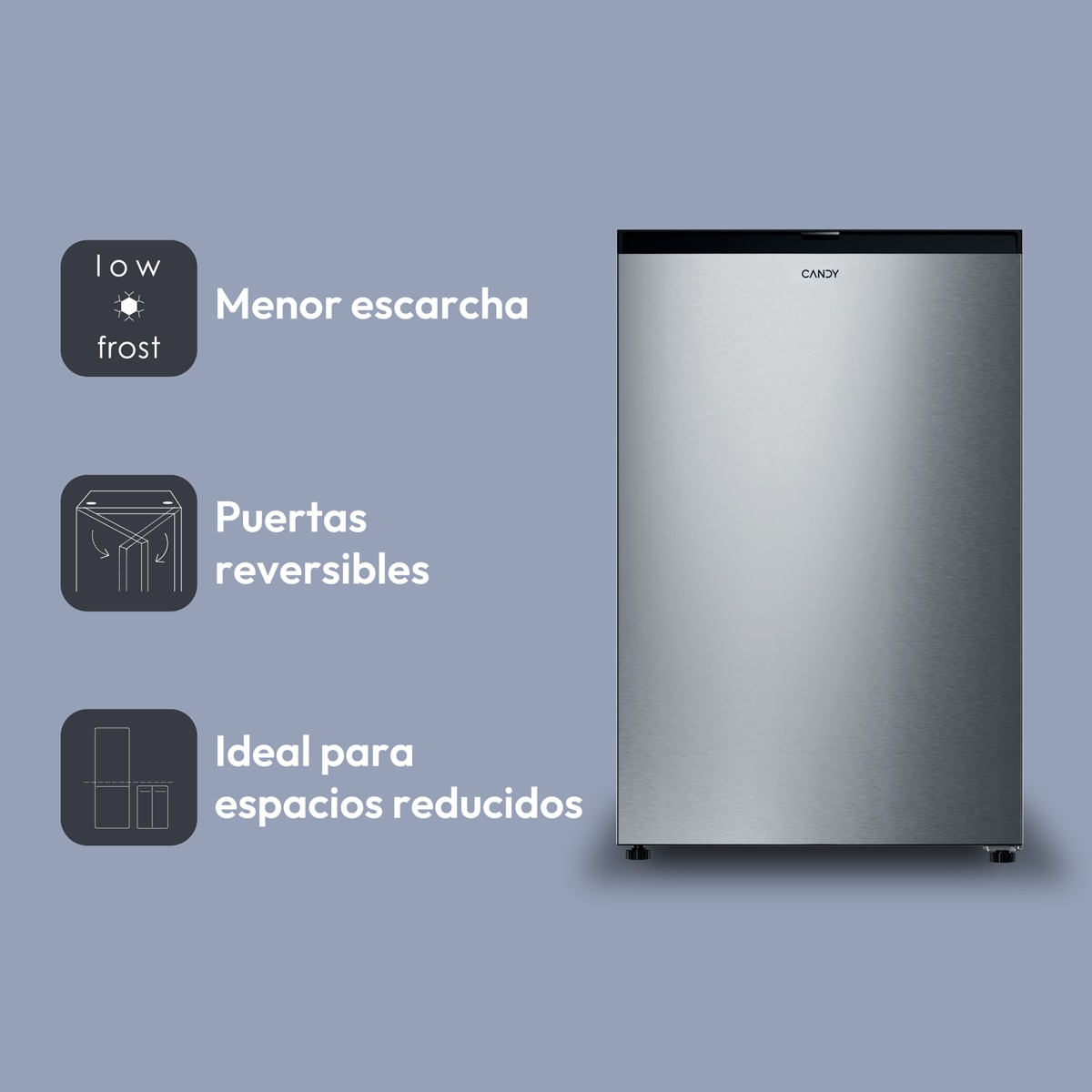 Frigorífico mini Candy con control mecánico - CNOQ2S58EX Inox-6
