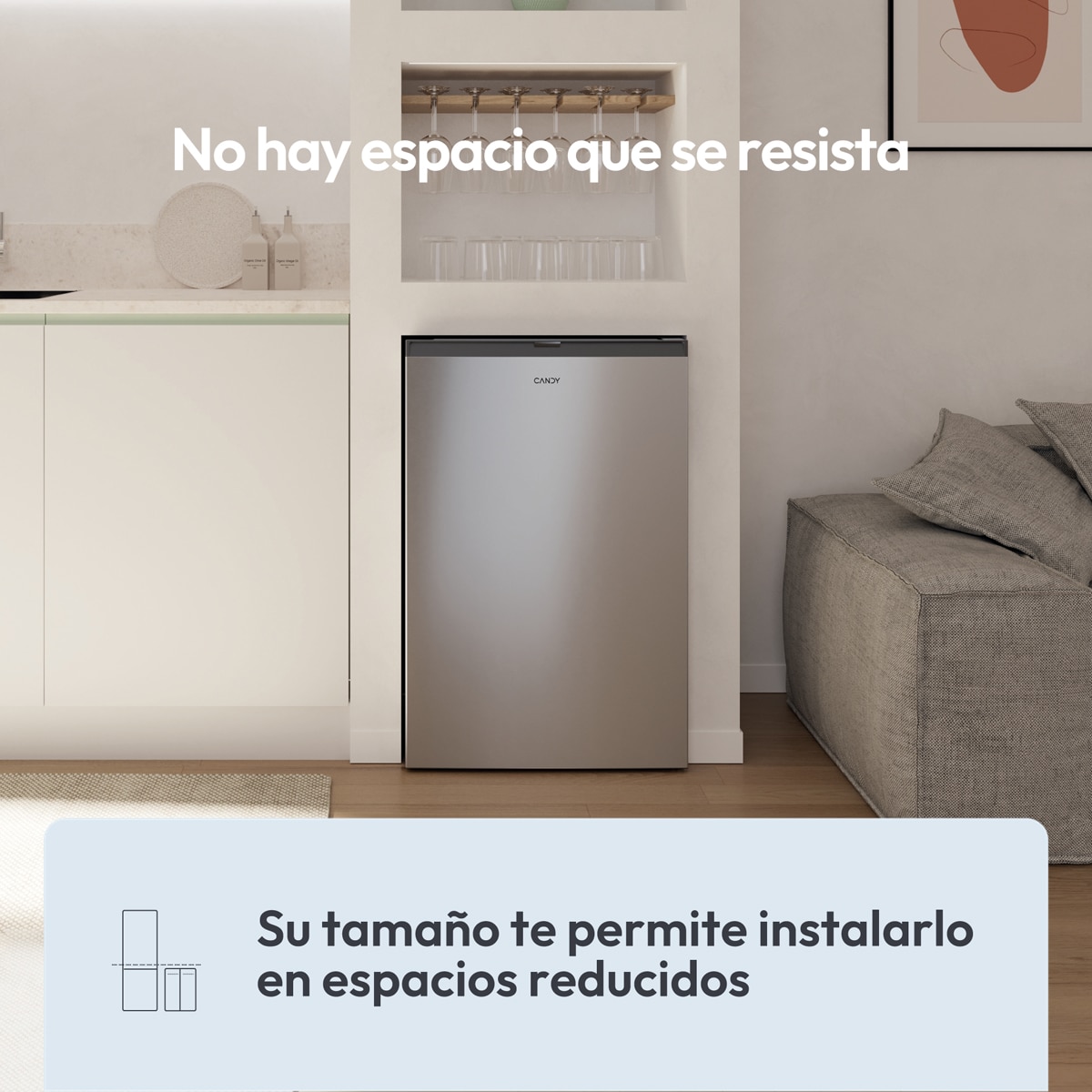 Frigorífico mini Candy con control mecánico - CNOQ2S58EX Inox-7