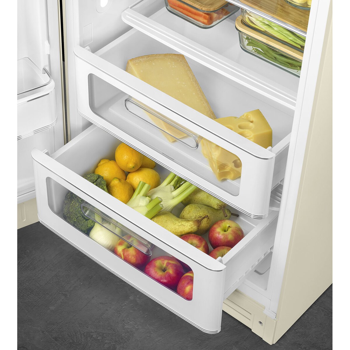 Frigorífico 1 puerta Smeg, Compresor Inverter, 270 litros, Crema , apertura a la izquierda - FAB28LCR6 Crema-9
