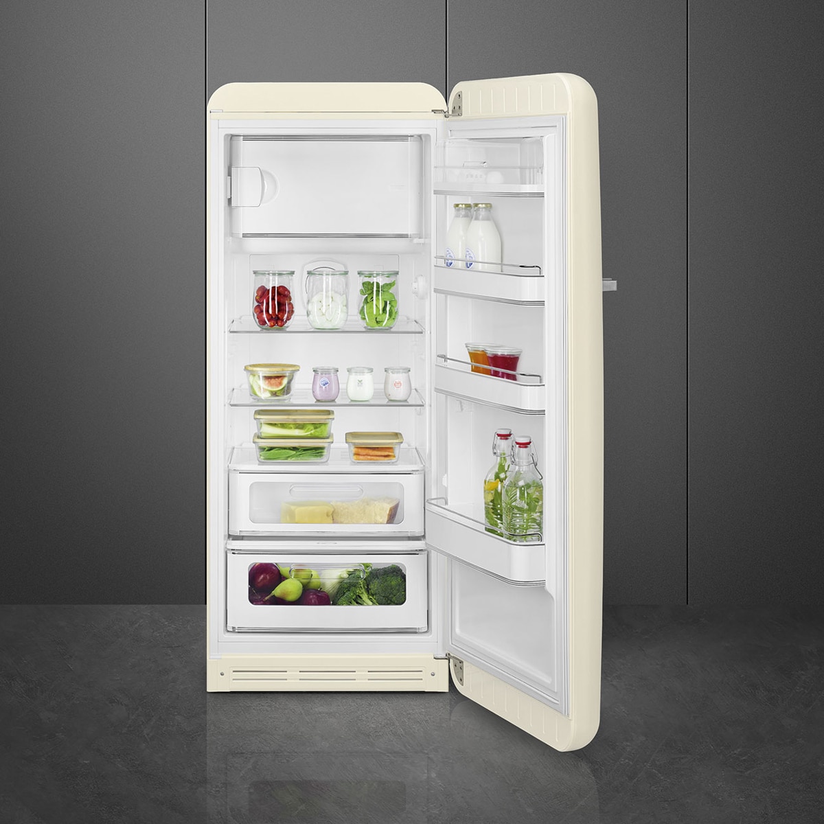 Frigorífico 1 puerta Smeg, Compresor Inverter, 270 litros, , apertura a la derecha - FAB28RCR6 - Crema Crema-10