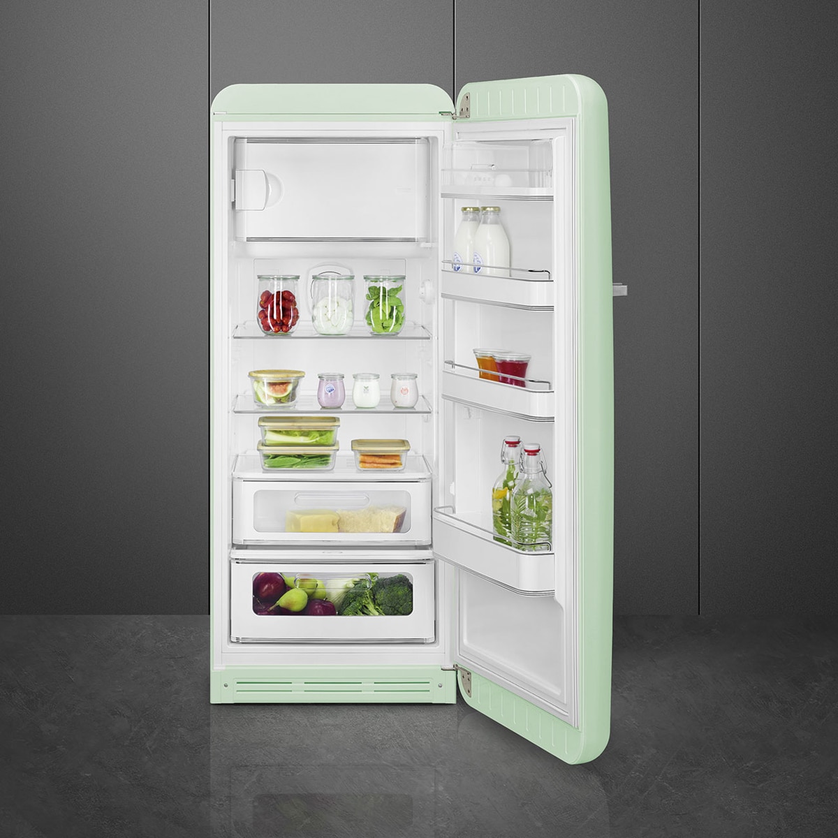 Frigorífico 1 puerta Smeg, Compresor Inverter, 270 litros, Verde agua, apertura a la derecha - FAB28RPG6 Verde Agua-9