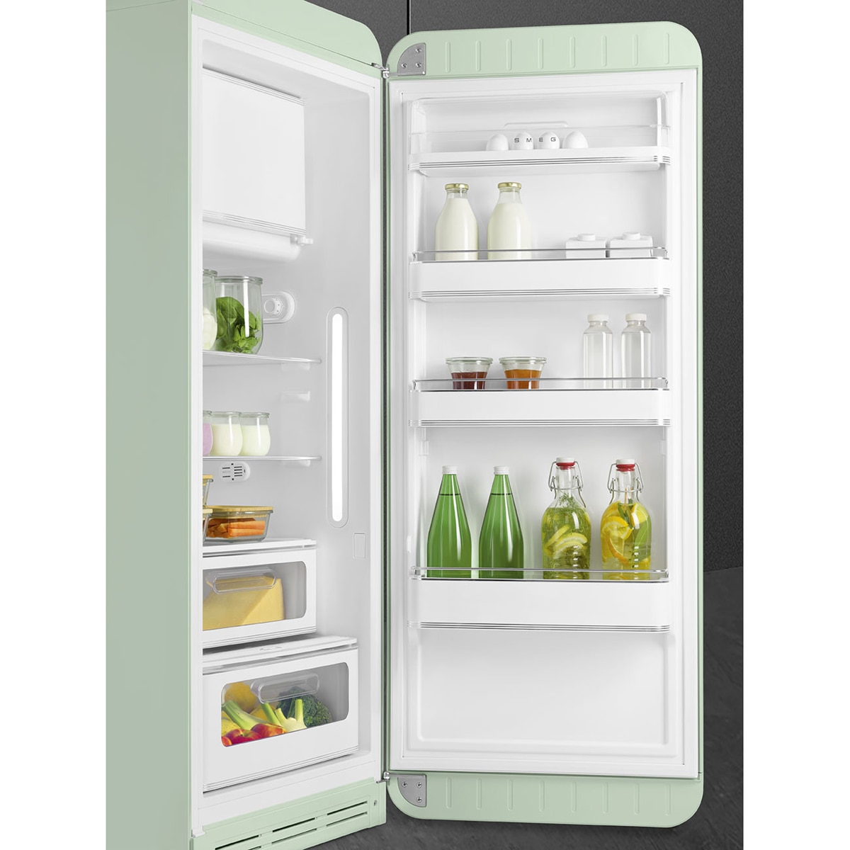 Frigorífico 1 puerta Smeg, Compresor Inverter, 270 litros, Verde agua, apertura a la derecha - FAB28RPG6 Verde Agua-16
