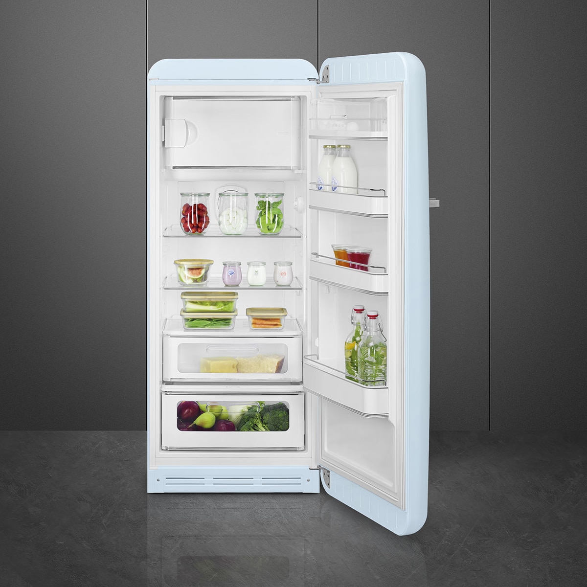 Frigorífico 1 puerta Smeg, Compresor Inverter, 270 litros, Azul, apertura a la derecha - FAB28RPB6 Azul Cielo-11