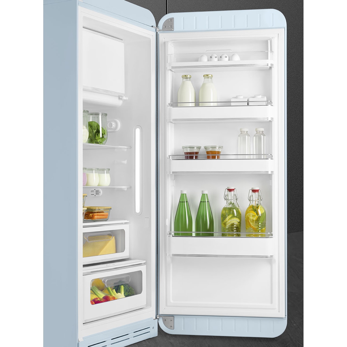 Frigorífico 1 puerta Smeg, Compresor Inverter, 270 litros, Azul, apertura a la derecha - FAB28RPB6 Azul Cielo-22