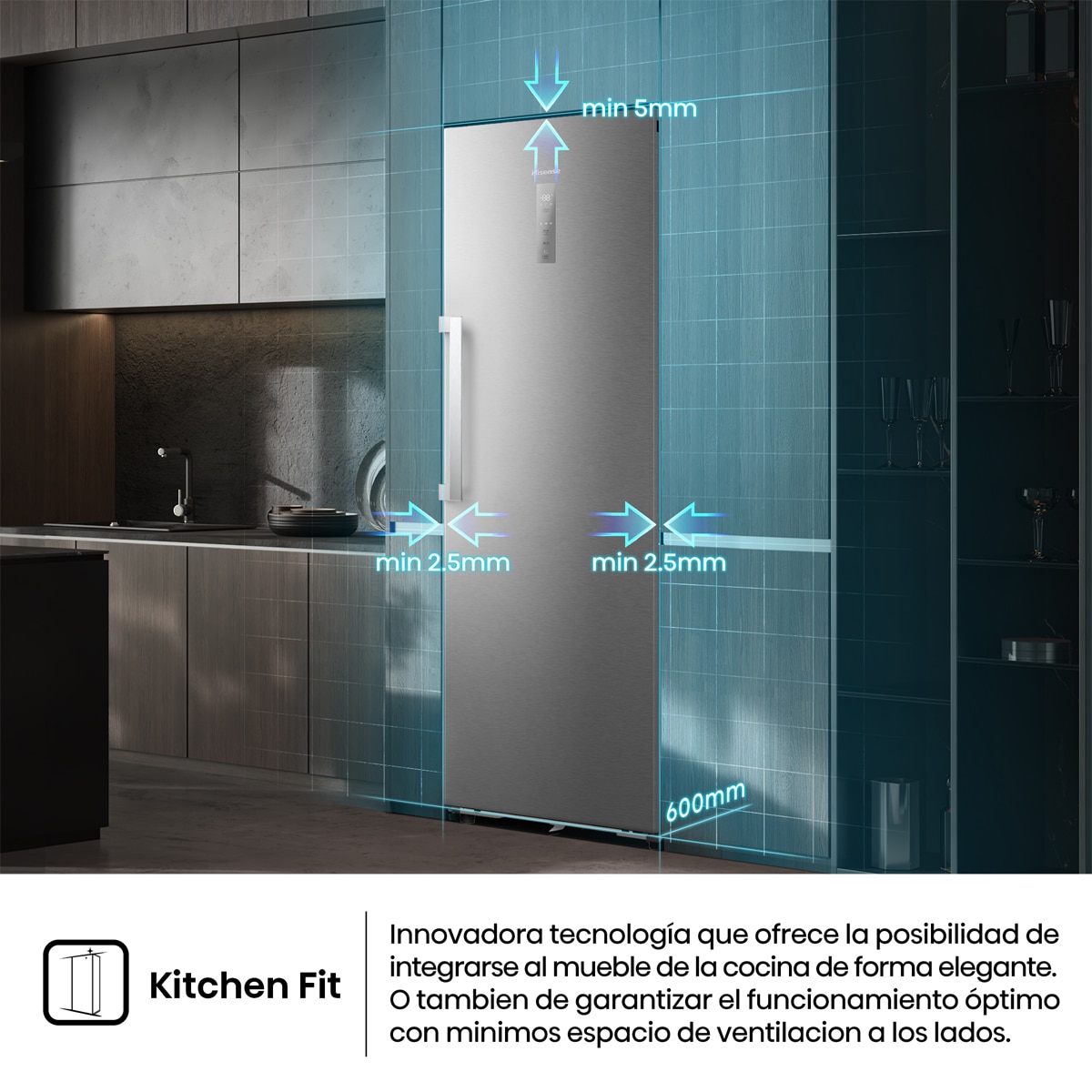Frigorífico 1 puerta Hisense Kitchen Fit, Total No Frost - RL3K370SAIE1 Inox-6