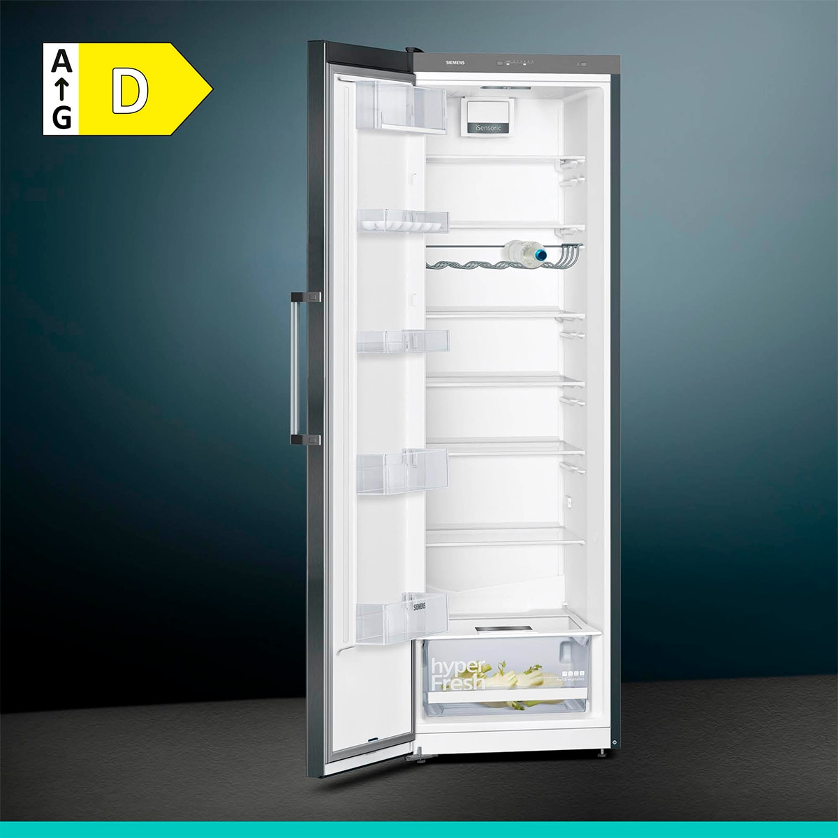 Frigorífico 1 puerta Siemens iQ300, HyperFresh, Súper-refrigeración - KS36VVWEP Acero negro antihuellas-4