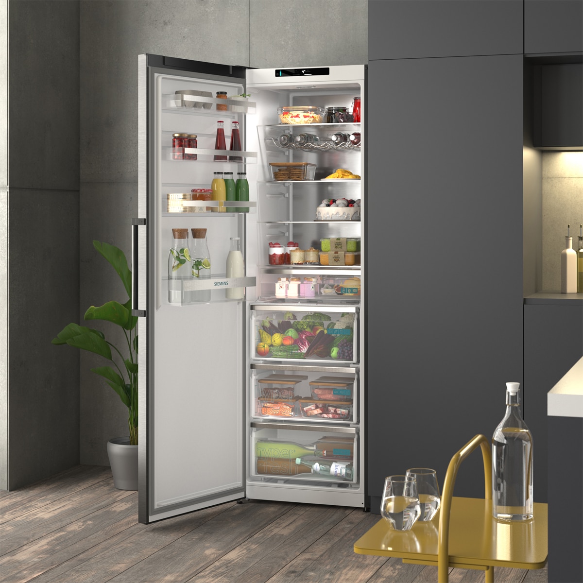 Frigorífico de 1 Porta Siemens KS36NVXCG Total No Frost Aço Preto Anti-Impressões Digitais-3