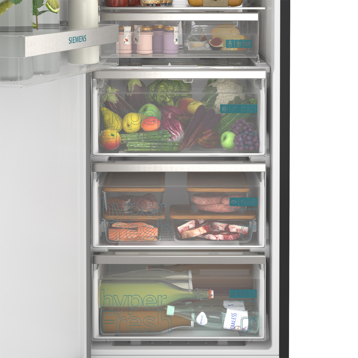 Frigorífico de 1 Porta Siemens KS36NVXCG Total No Frost Aço Preto Anti-Impressões Digitais-7