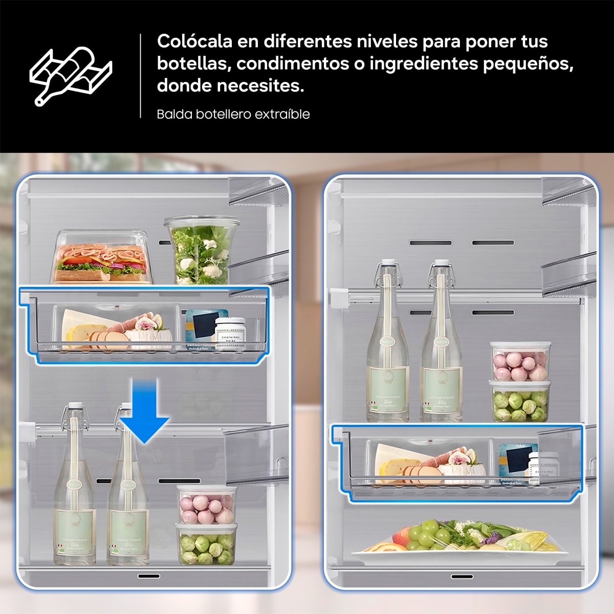 Frigorífico 1 Puerta Samsung Bespoke AI 186cm 387L Clase D Inox RR70H39CDTEF Inox-9
