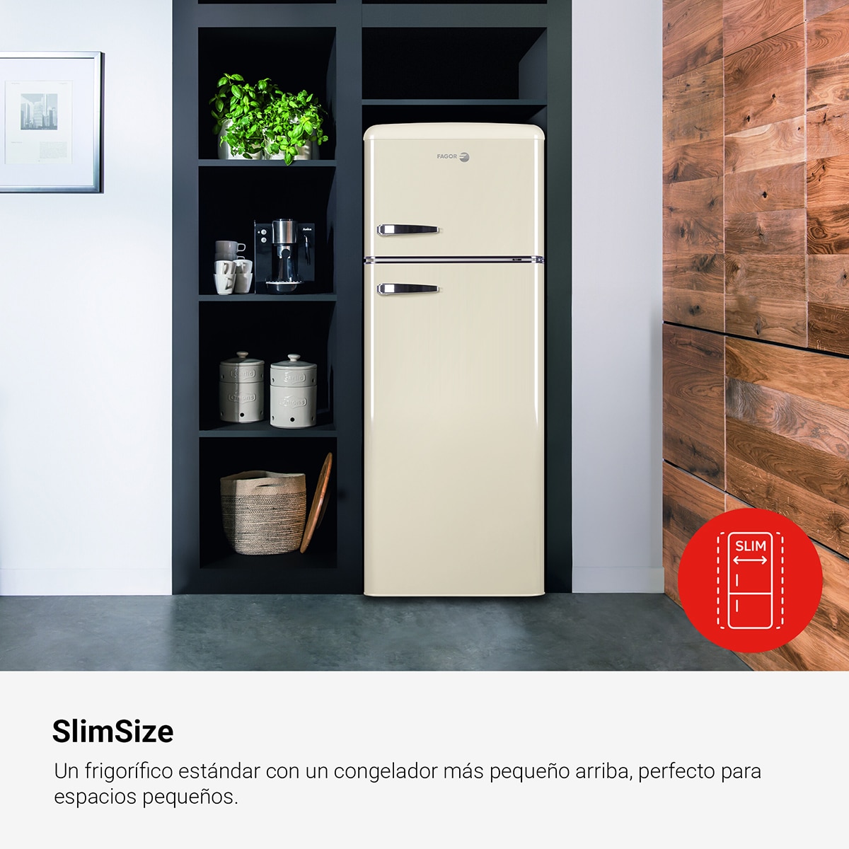 Frigorífico de 2 Portas Fagor 3FFV-1455BG Frio Estático e de 144 cm - Bege Bege-12