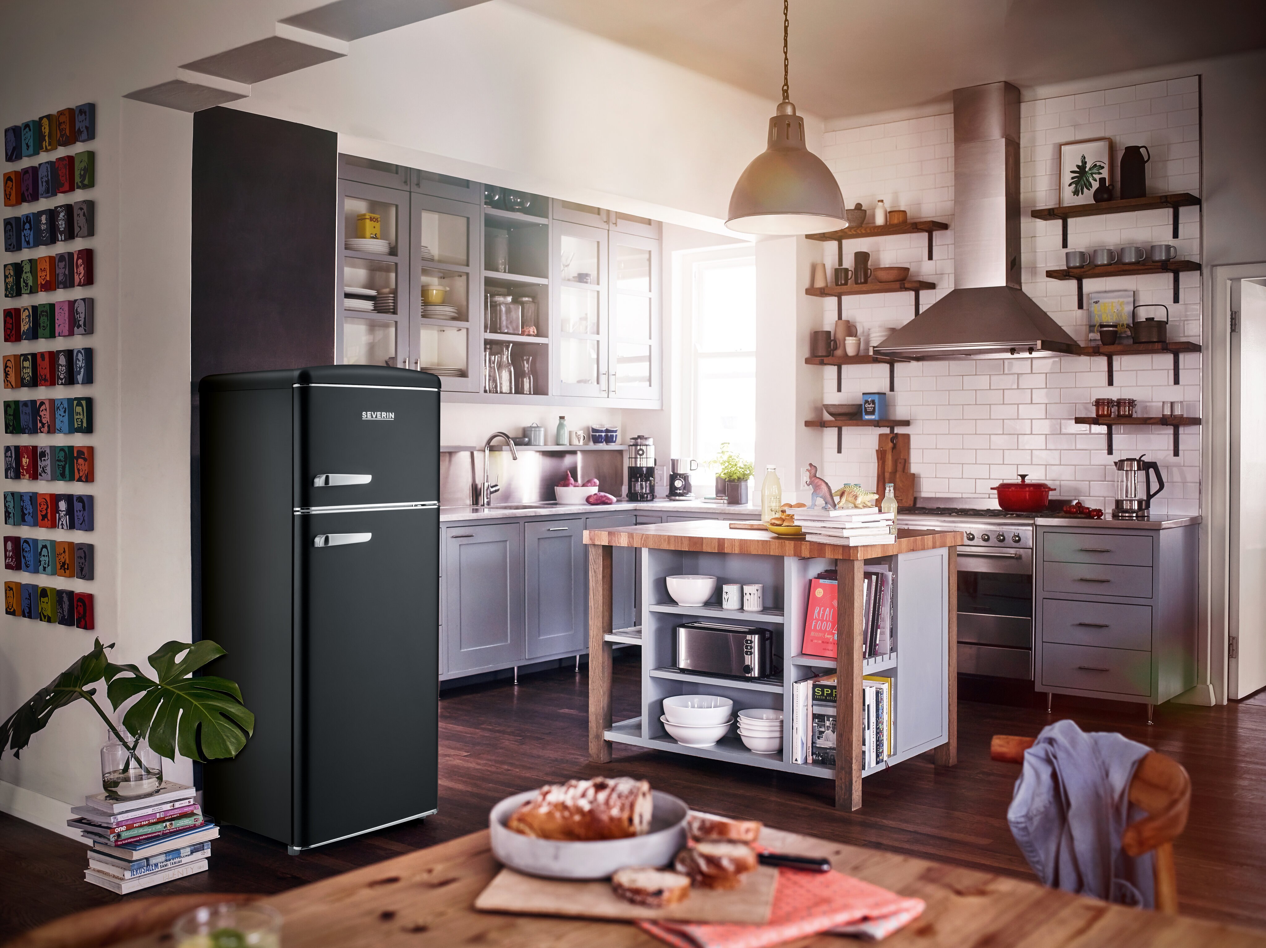 Frigorífico de 2 Portas Severin Retro RKG8932 e de 144 cm - Preto Preto-4