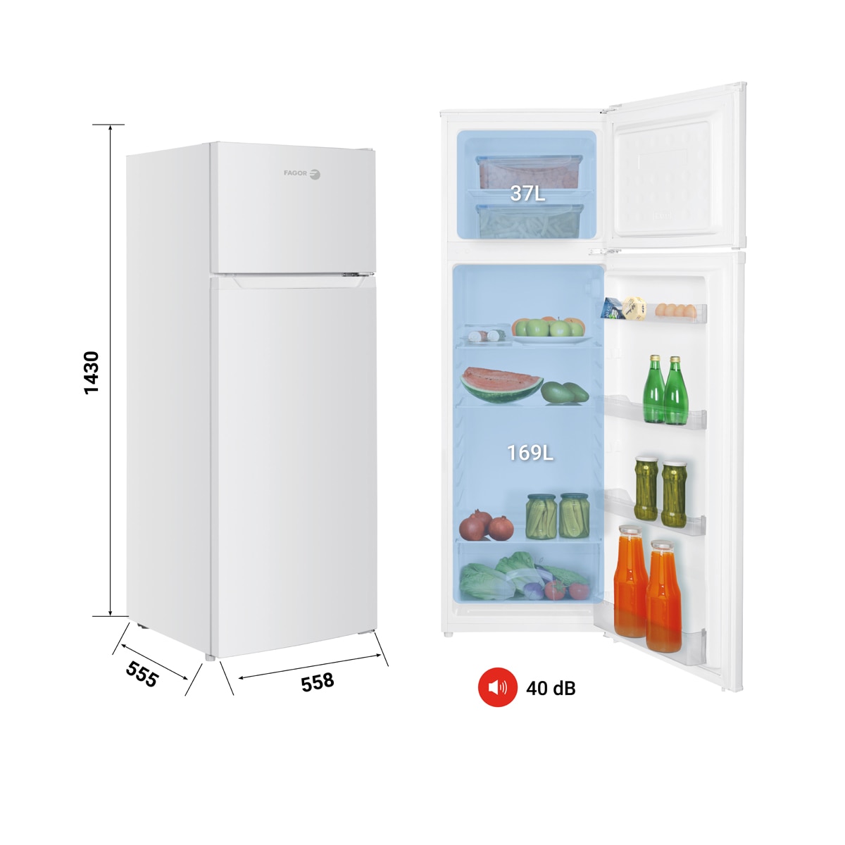 Frigorífico 2 puertas Fagor Classic estático - 3FFJ-1437 Blanco-2