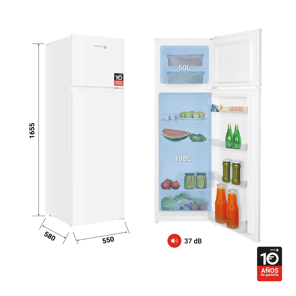 Frigorífico 2 puertas Fagor Classic Estático - 3FFJ-1667 Blanco-2