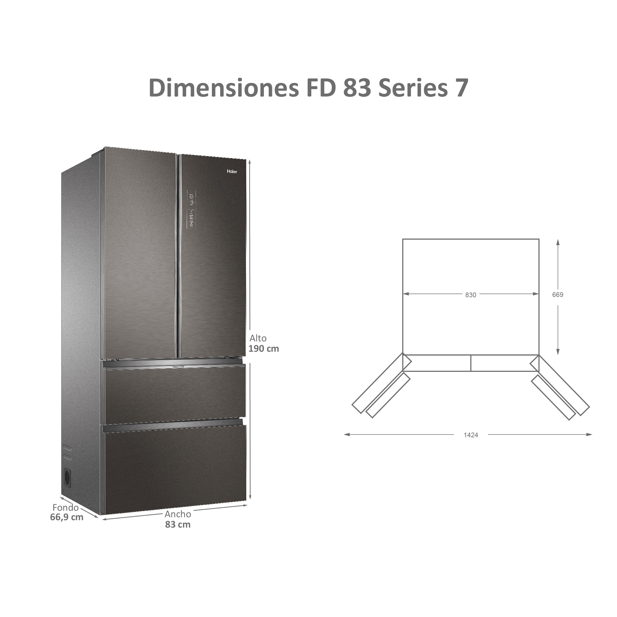 Frigorífico americano Haier Total No Frost, FD 83 Series 7 - HB18FGSAAA Cristal inox-3