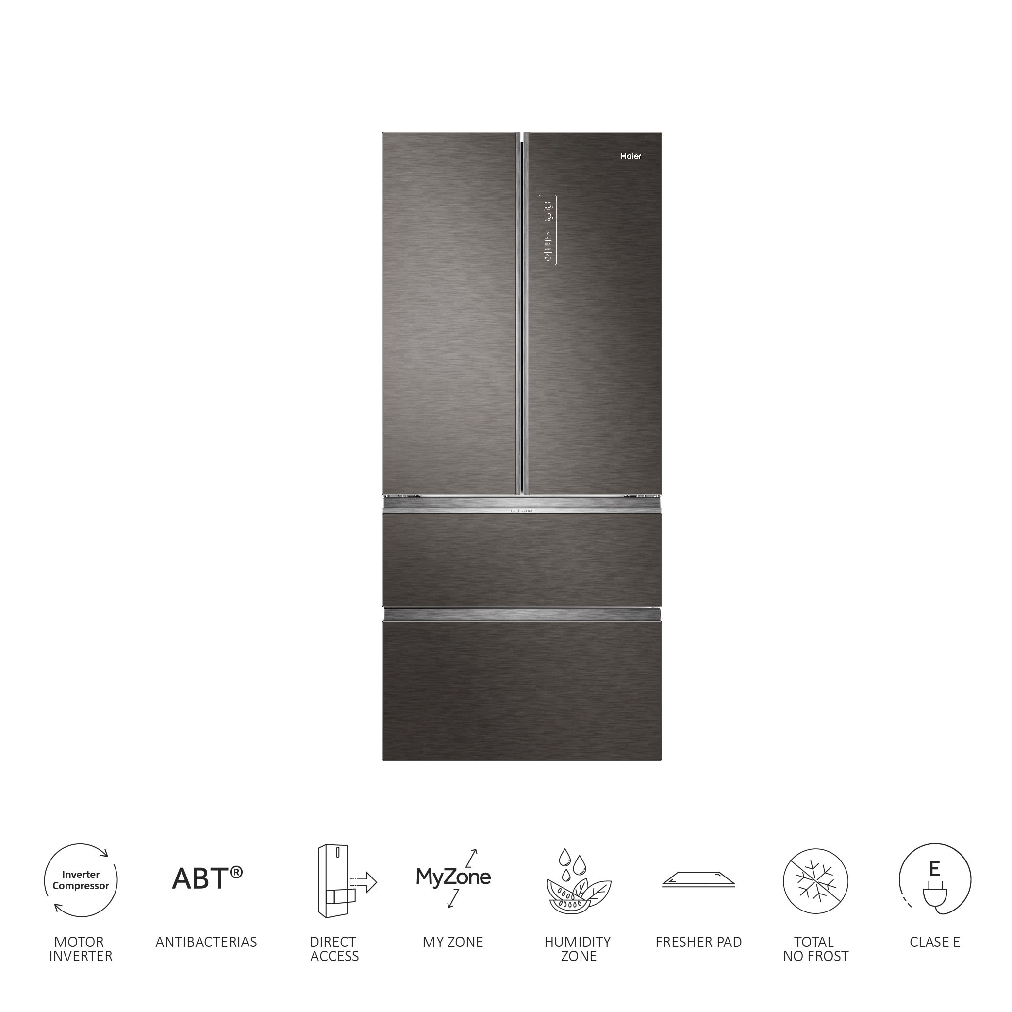Frigorífico americano Haier Total No Frost, FD 83 Series 7 - HB18FGSAAA Cristal inox-4