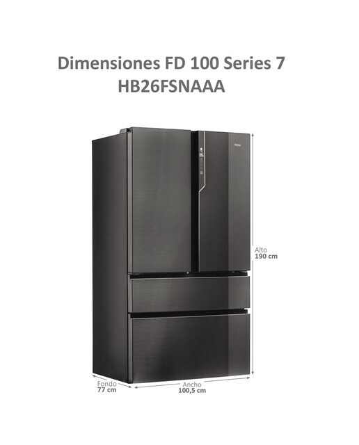 Frigorífico Americano Haier de 4 Portas FD 100 Série 7 HB26FSNAAA No Frost e de 190 cm - Iconic Black Preto-3