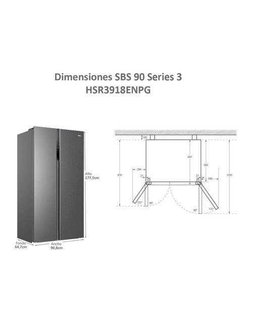 Frigorífico americano Haier Total No Frost - SBS 90 Series 3 - HSR3918ENPG Silver-3