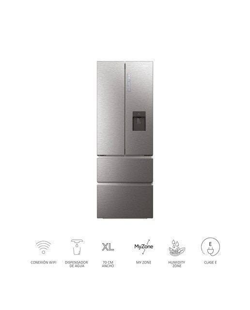 Frigorífico Americano Haier FD 70 Series 7 HFW7720EWMP de 4 Portas, No Frost, Wifi, com Dispensador e de 200,6 cm - Cinzento Inox-5