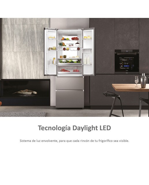 Frigorífico Americano Haier FD 70 Series 7 HFW7720EWMP de 4 Portas, No Frost, Wifi, com Dispensador e de 200,6 cm - Cinzento Inox-12