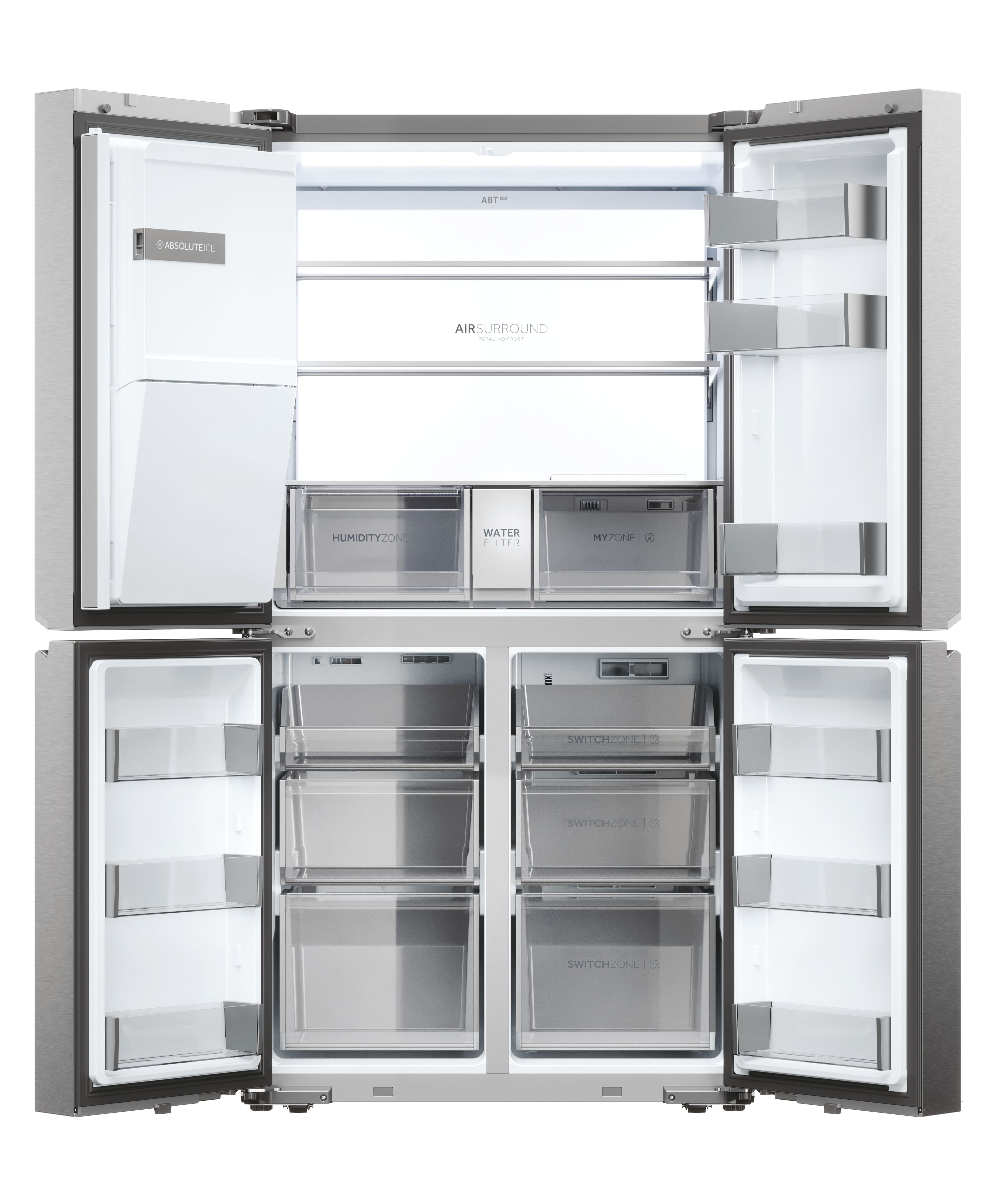 Frigorífico Americano Haier de 4 Portas Cube 90 Série 7 HCR7918EIMP No Frost Dispensador de Água e Gelo de 177,5 cm - Platinum Inox Platinum Inox-3