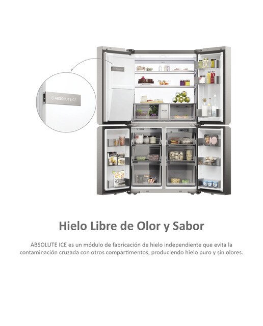 Frigorífico Americano Haier de 4 Portas Cube 90 Série 7 HCR7918EIMP No Frost Dispensador de Água e Gelo de 177,5 cm - Platinum Inox Platinum Inox-8