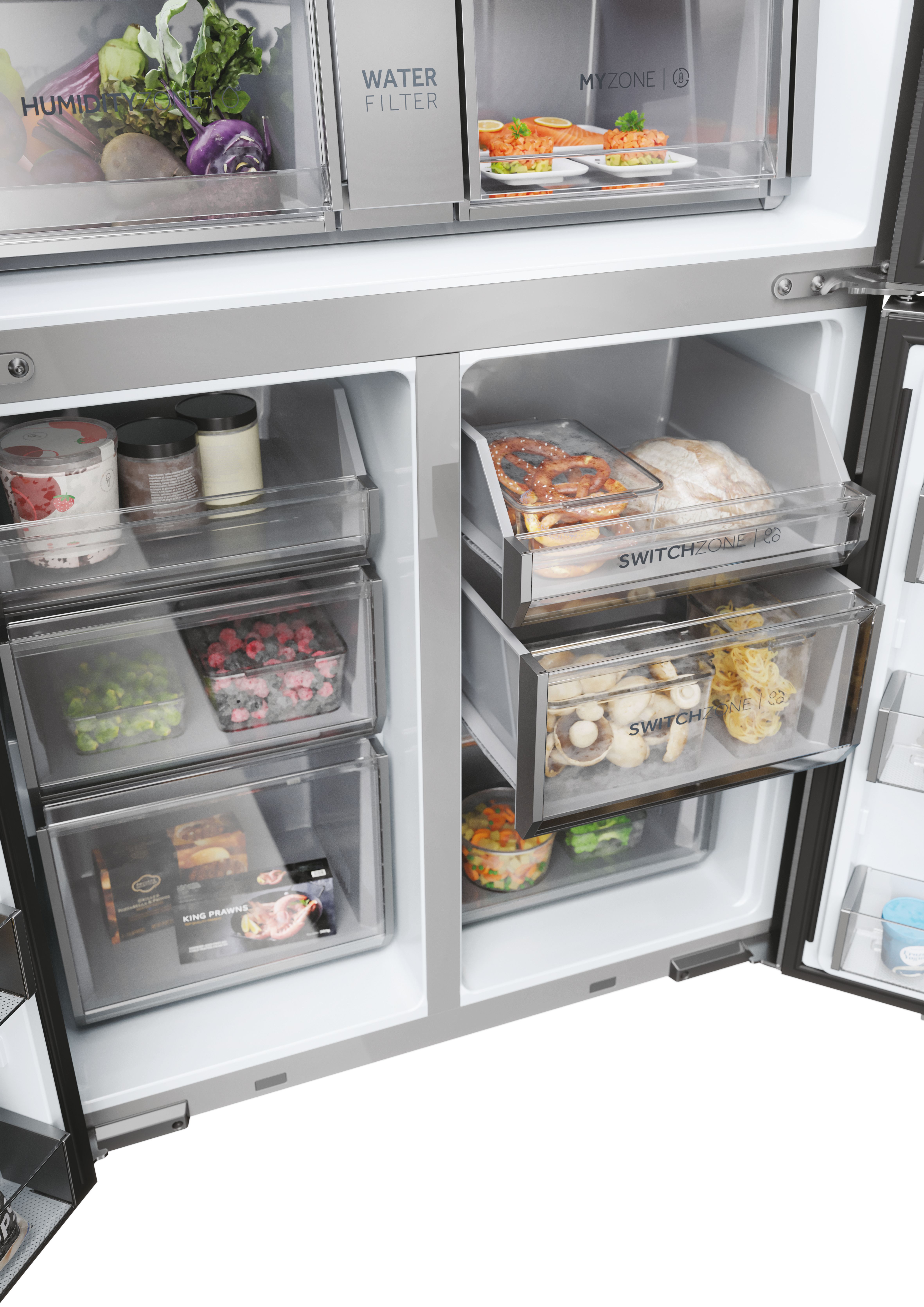 Frigorífico Americano Haier de 4 Portas Cube 90 Série 7 HCR7918EIMP No Frost Dispensador de Água e Gelo de 177,5 cm - Platinum Inox Platinum Inox-19