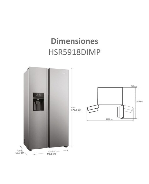 Frigorífico americano Haier Total No frost, Dispensador, SBS 90 Series 5 - HSR5918DIMP Inox-5
