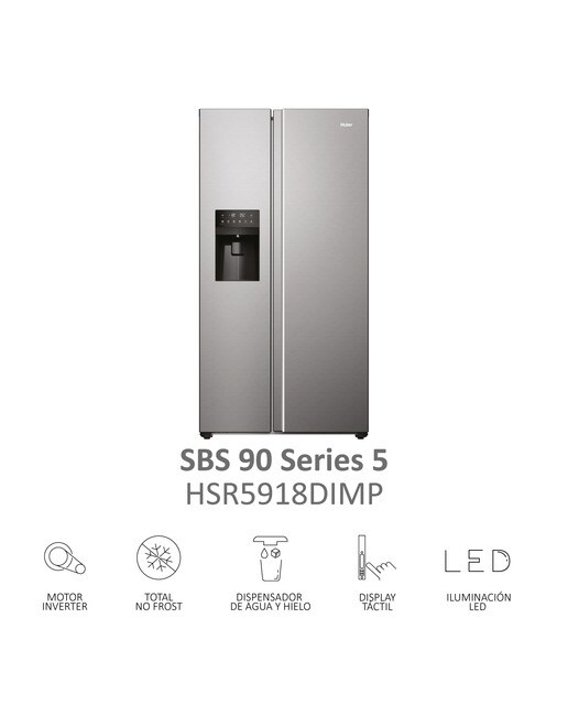 Frigorífico americano Haier Total No frost, Dispensador, SBS 90 Series 5 - HSR5918DIMP Inox-6