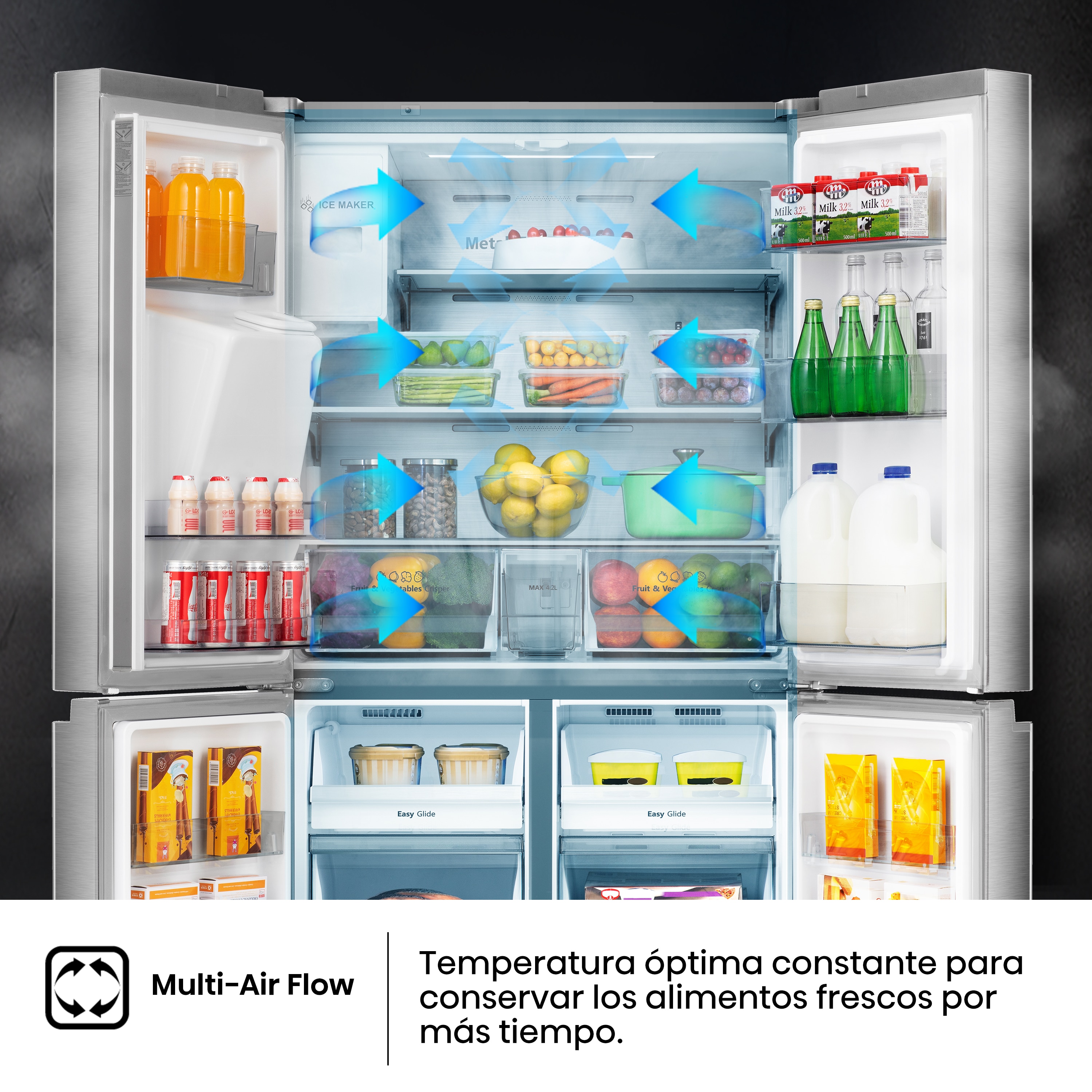 Frigorífico americano Hisense con Dispensador - RQ760N4SASE Acero Inox-9
