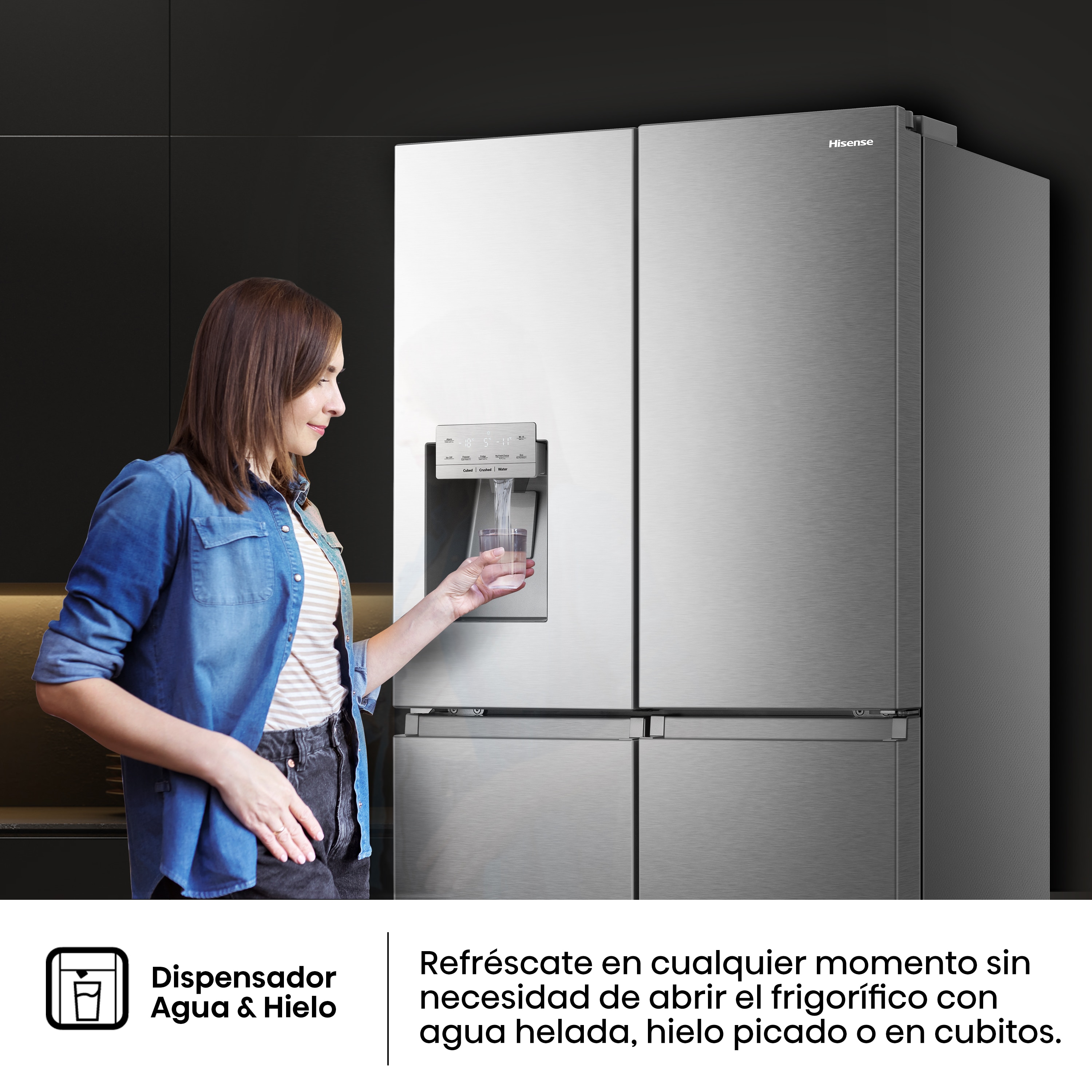 Frigorífico americano Hisense con Dispensador - RQ760N4SASE Acero Inox-11