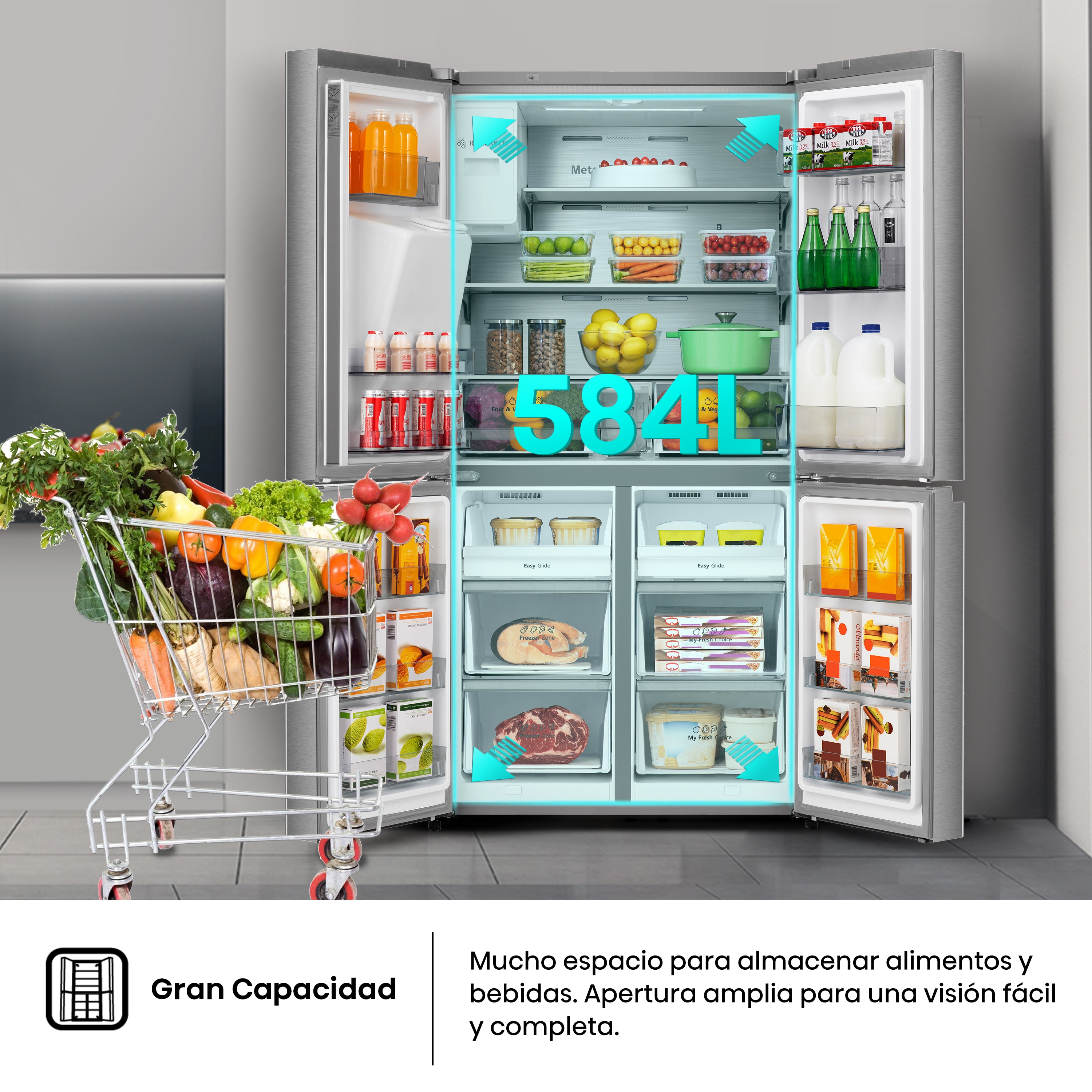 Frigorífico americano Hisense con Dispensador - RQ760N4SASE Acero Inox-14