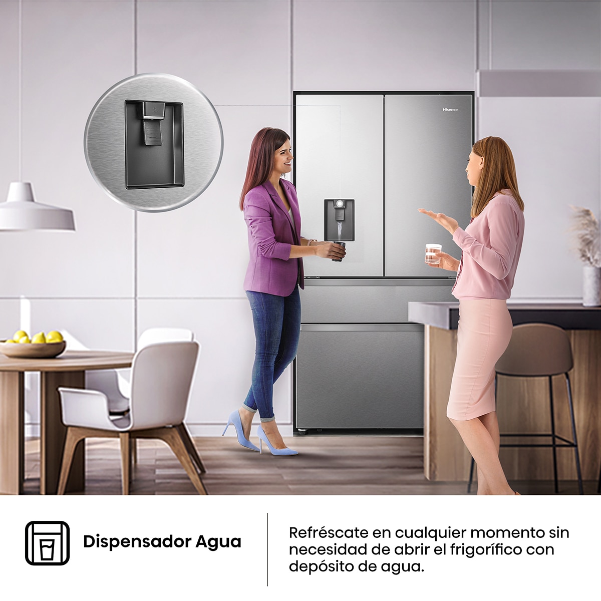 Frigorífico americano Hisense con dispensador - RF749N4SWSE Gris inox-10