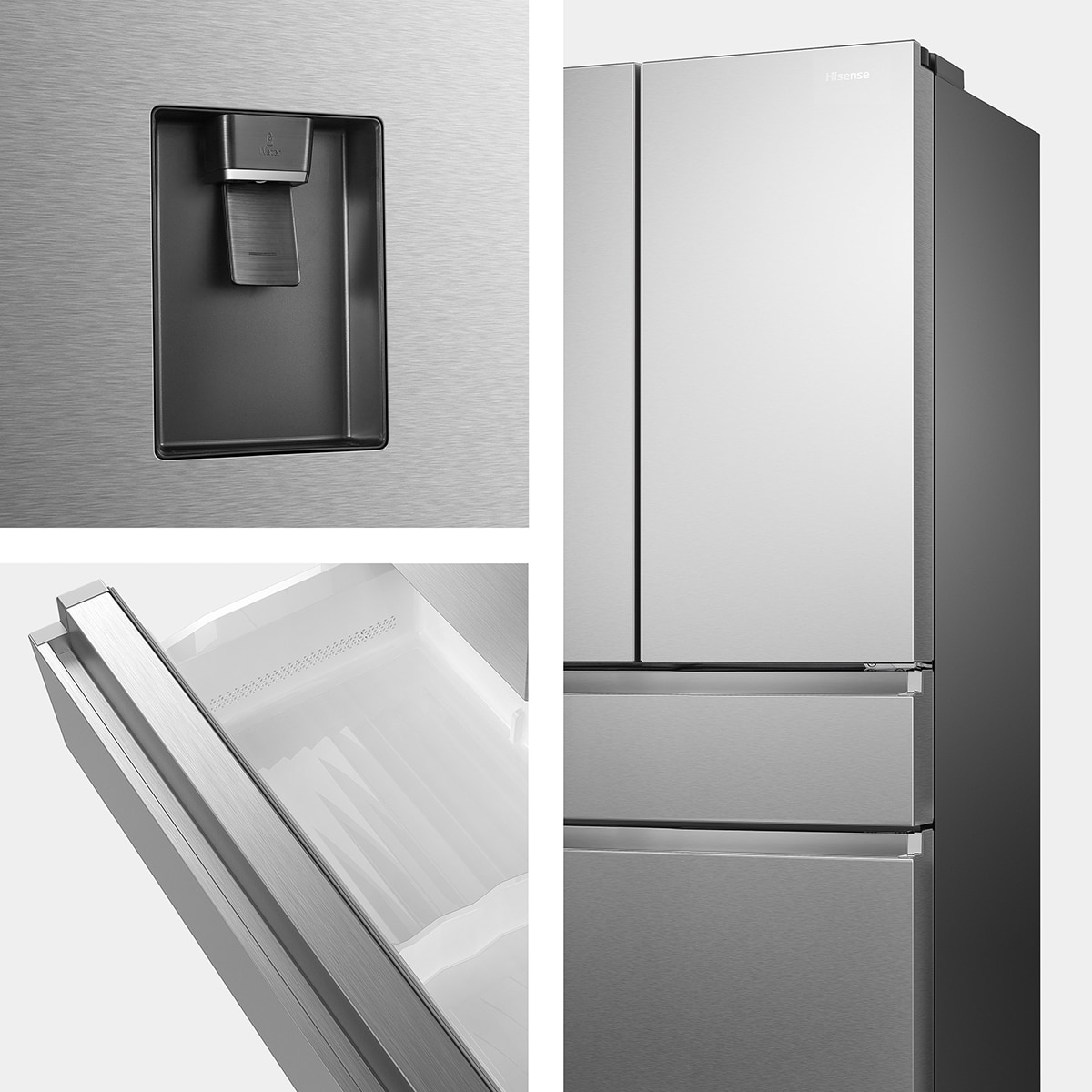 Frigorífico americano Hisense con dispensador - RF749N4SWSE Gris inox-12