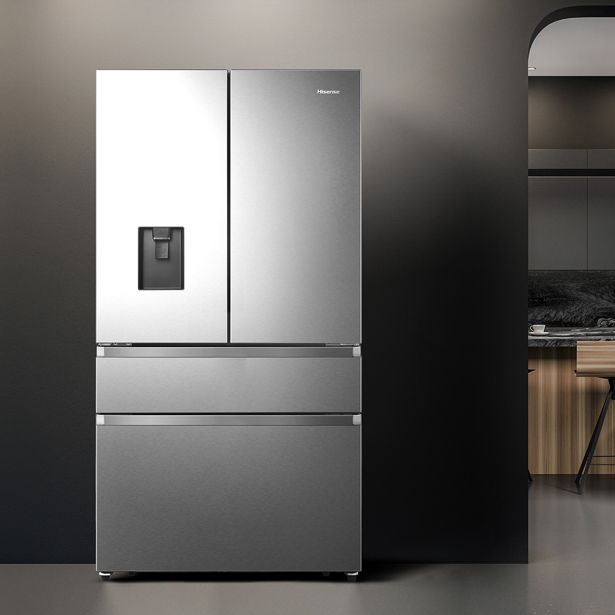 Frigorífico americano Hisense con dispensador - RF749N4SWSE Gris inox-14