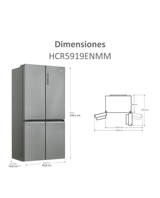 Frigorífico americano Haier Total No Frost Cube 90 Series 5 - HCR5919ENMM Inox-5