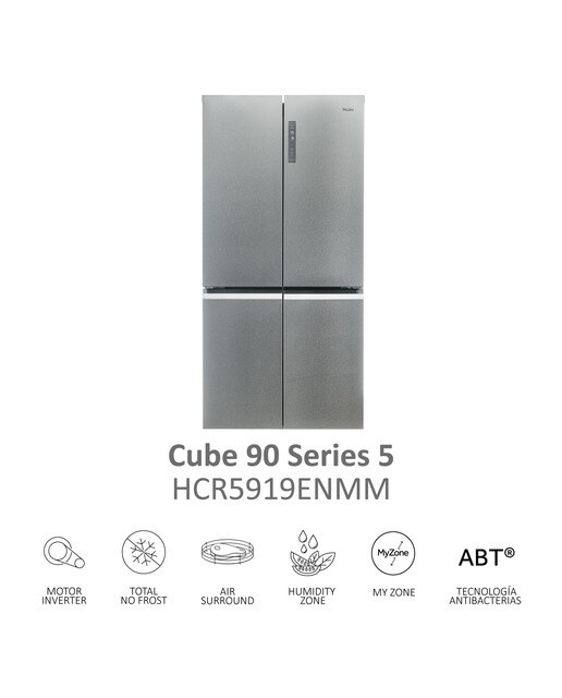 Frigorífico americano Haier Total No Frost Cube 90 Series 5 - HCR5919ENMM Inox-6