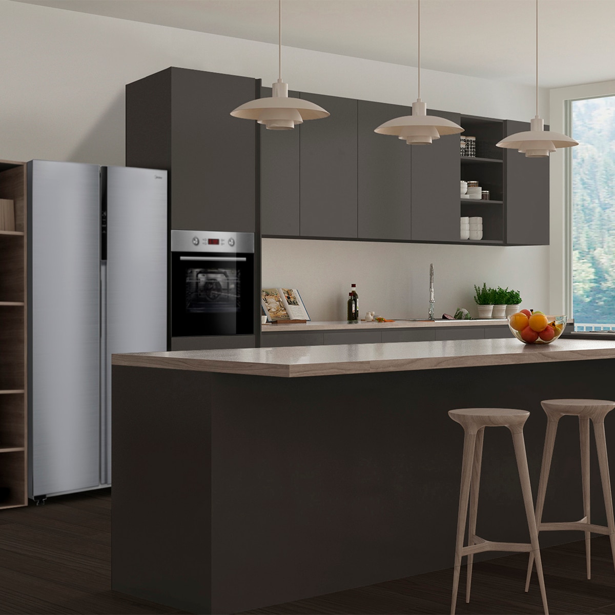 Frigorífico Americano Midea MDRS619FIE46 Total No Frost e de 177,5 cm - Inox Inox-11