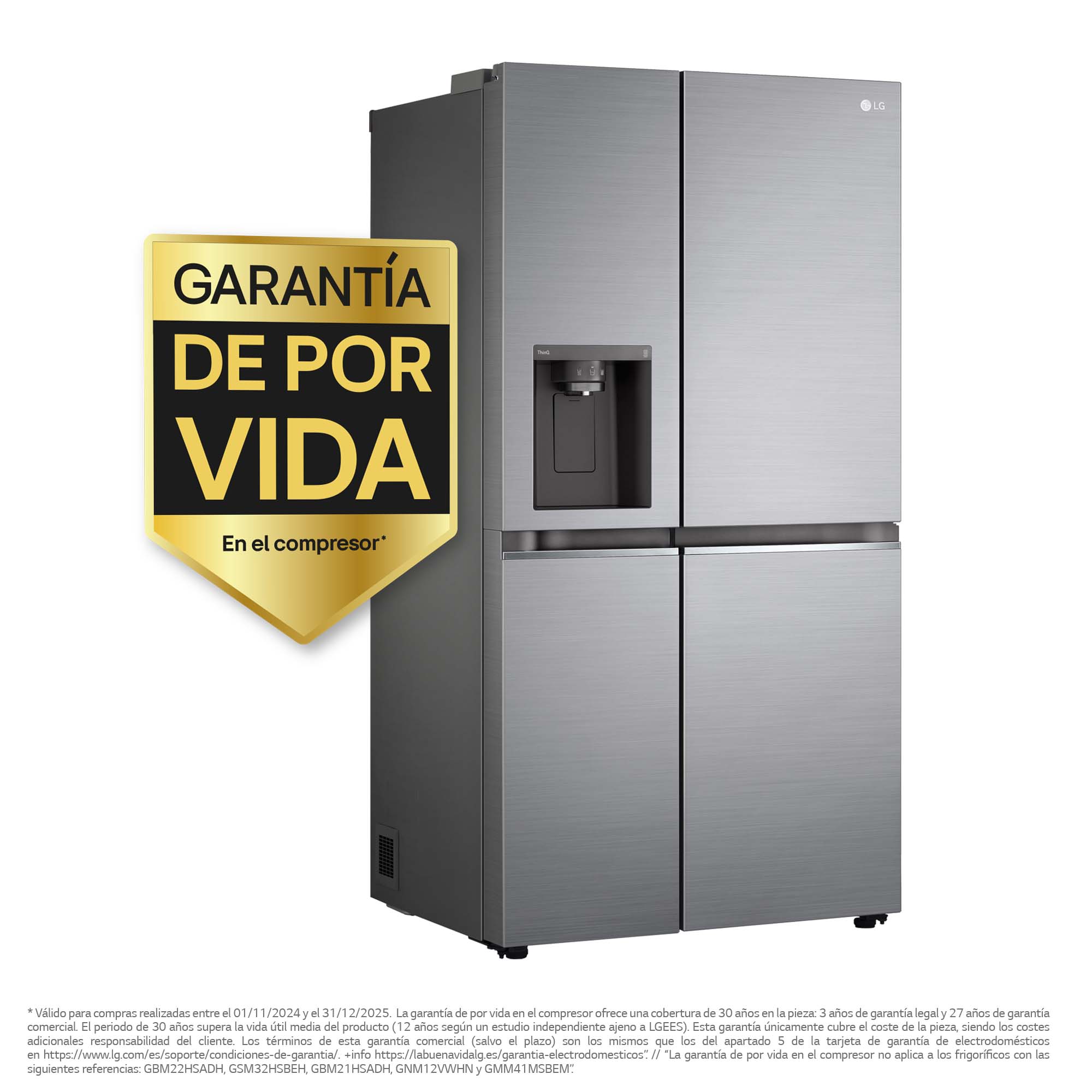 Frigorífico americano LG Inverter Linear Compressor, 179 cm, 635l, DoorCooling, con dispensador, inox - GSLV71PZTD Inox-2