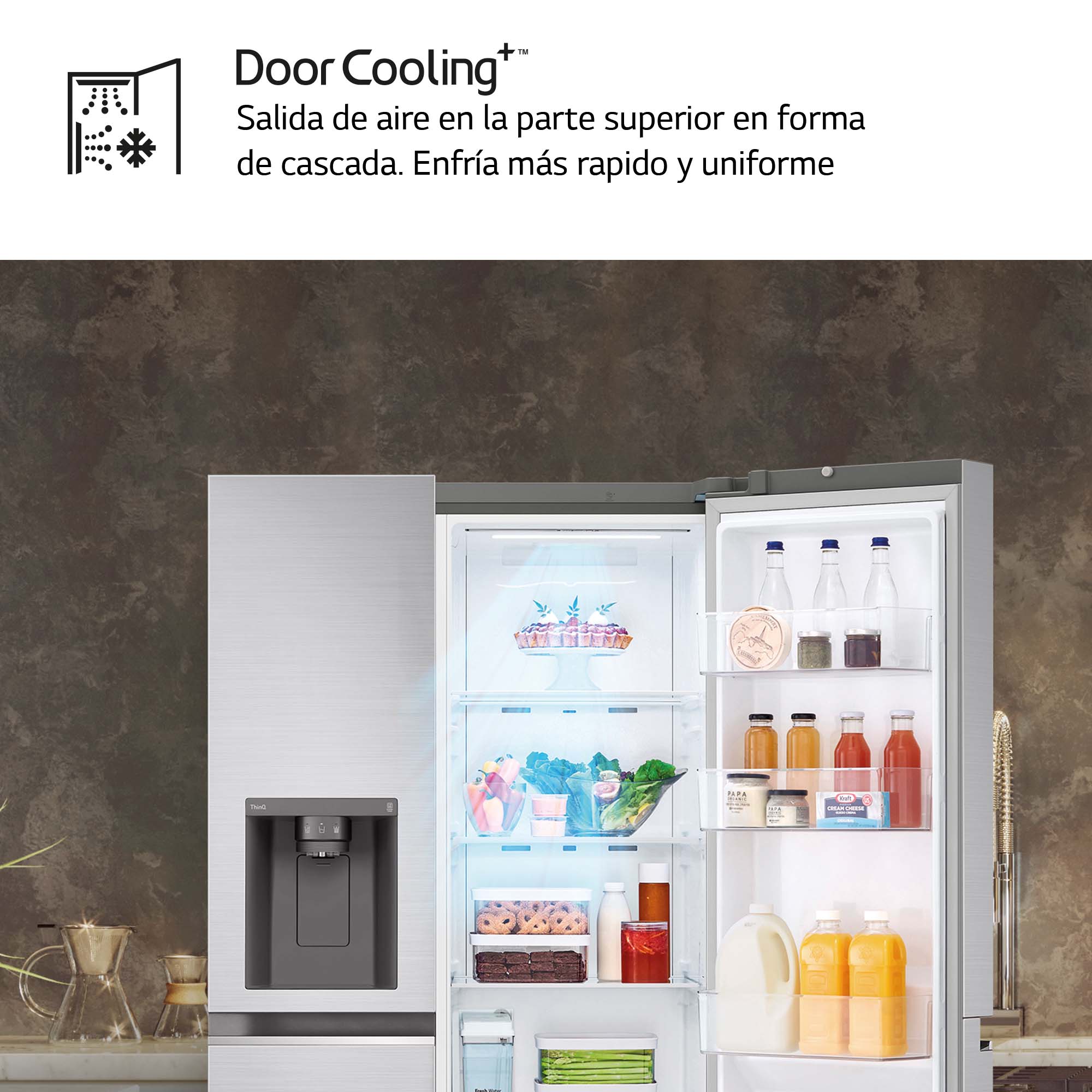 Frigorífico americano LG Inverter Linear Compressor, 179 cm, 635l, DoorCooling, con dispensador, inox - GSLV71PZTD Inox-6